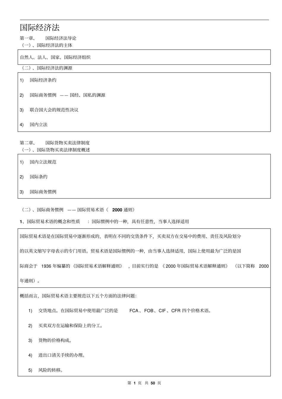 自考国际经济法概论重点_第1页