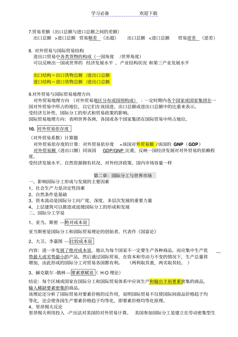 自考国际贸易理论与实务复习重点_第2页