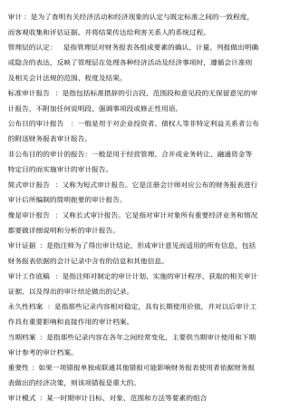 自考审计学名词解释简答及论述题终极版