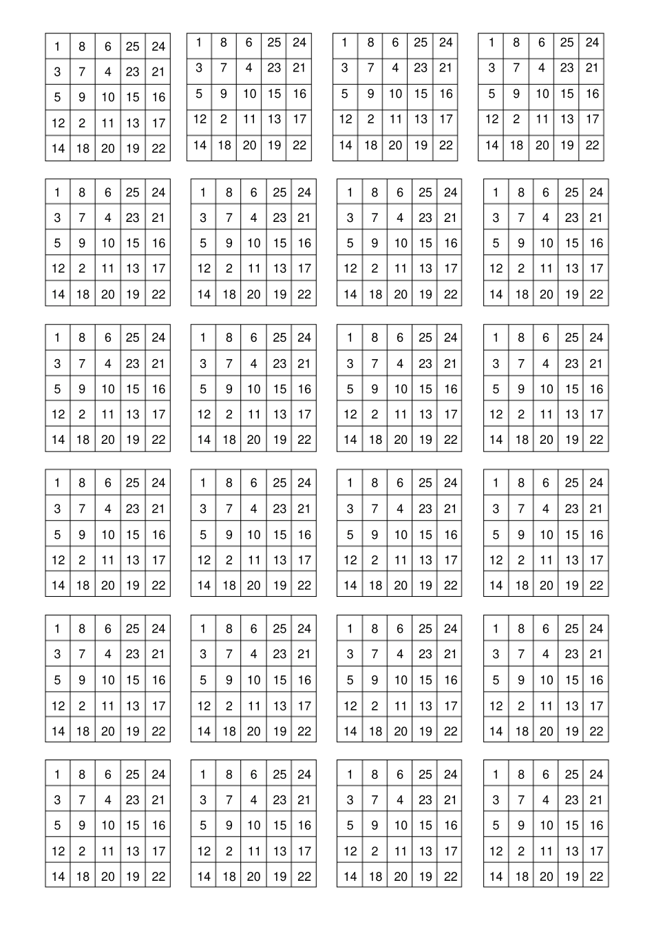 舒尔特表格25格7周_第1页