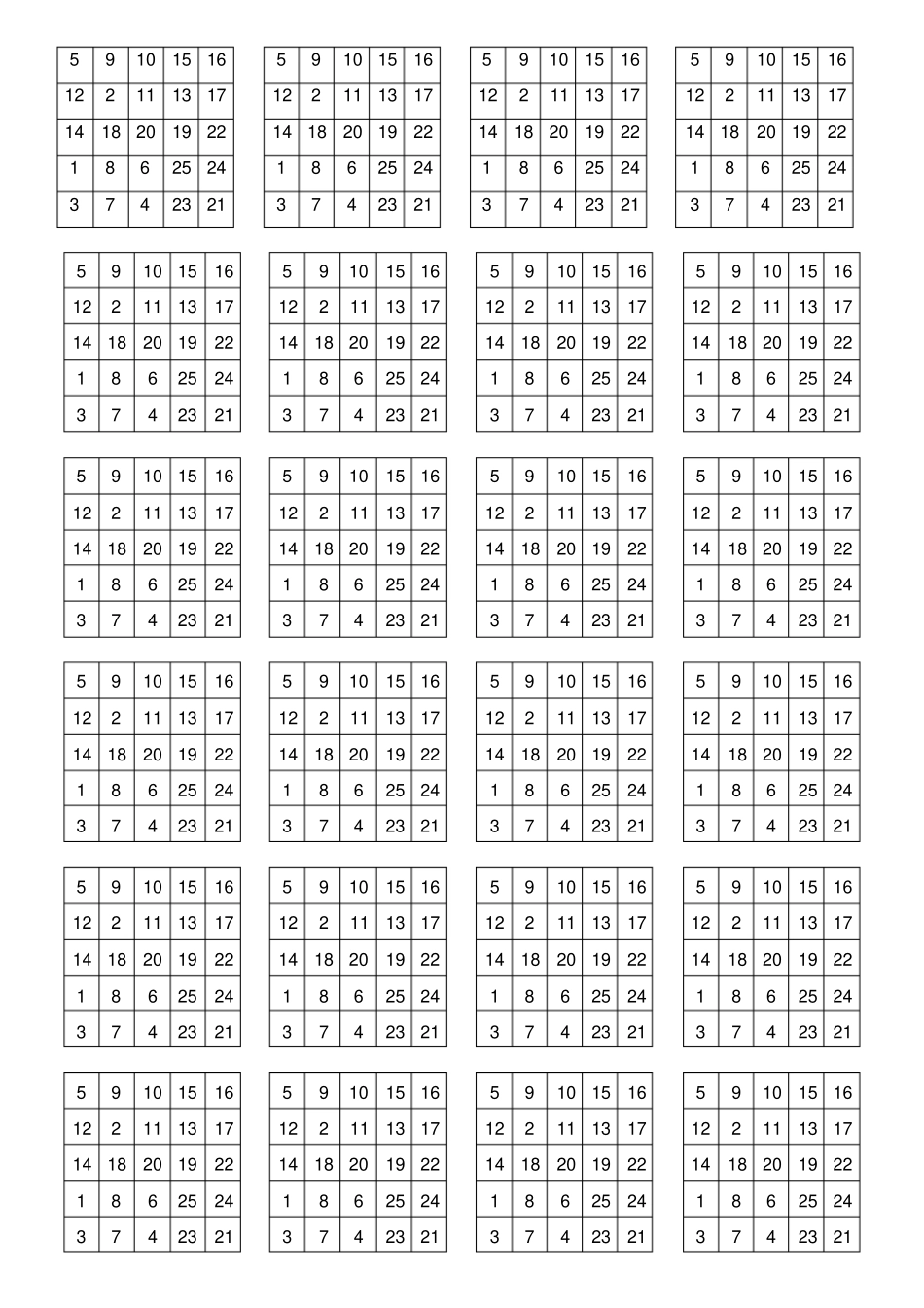 舒尔特表格25格7周_第2页
