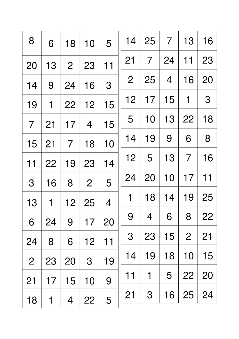 舒尔特方格×格张提高专注力A纸直接打印版_第1页