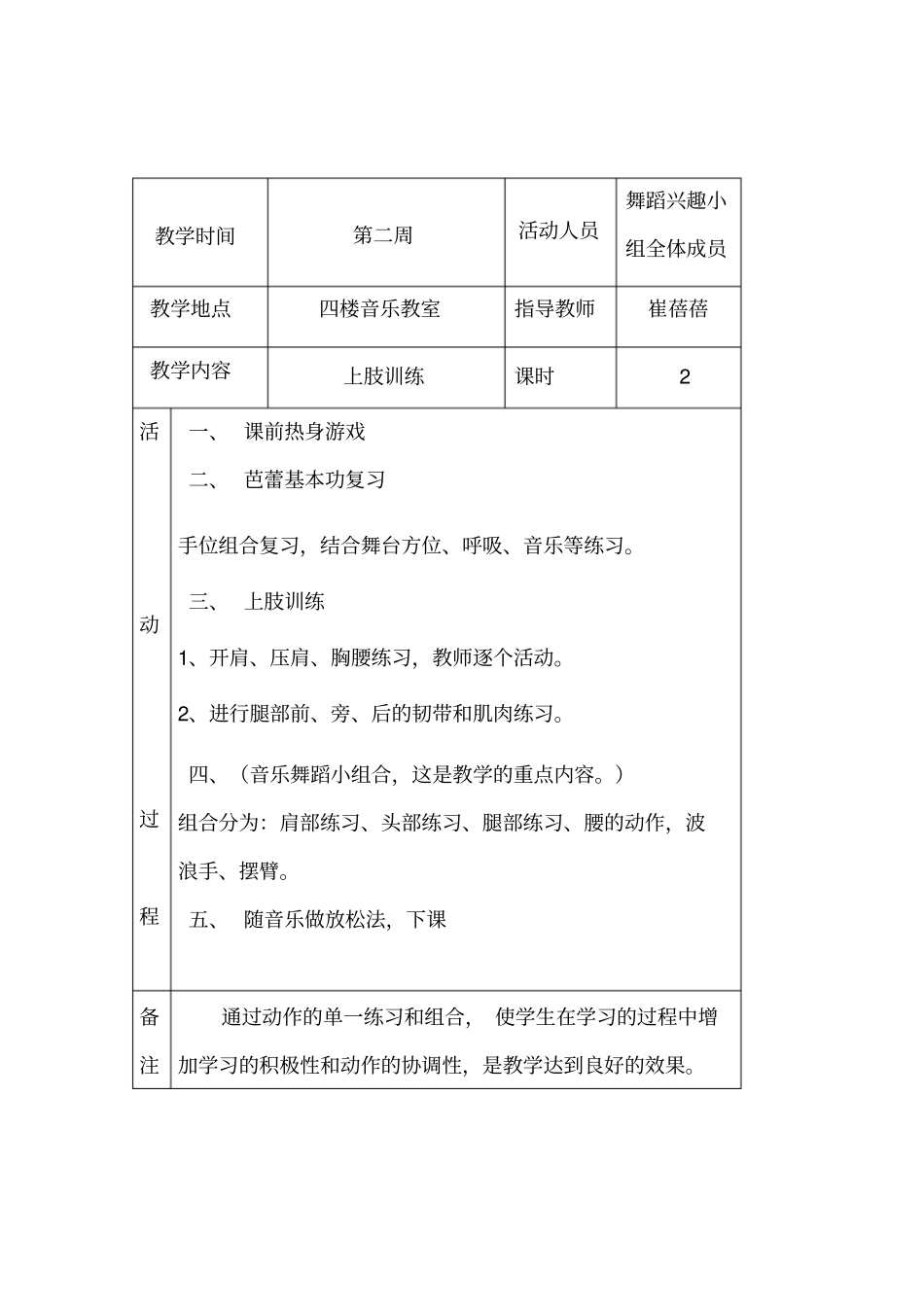 舞蹈兴趣小组活动记录表1_第2页