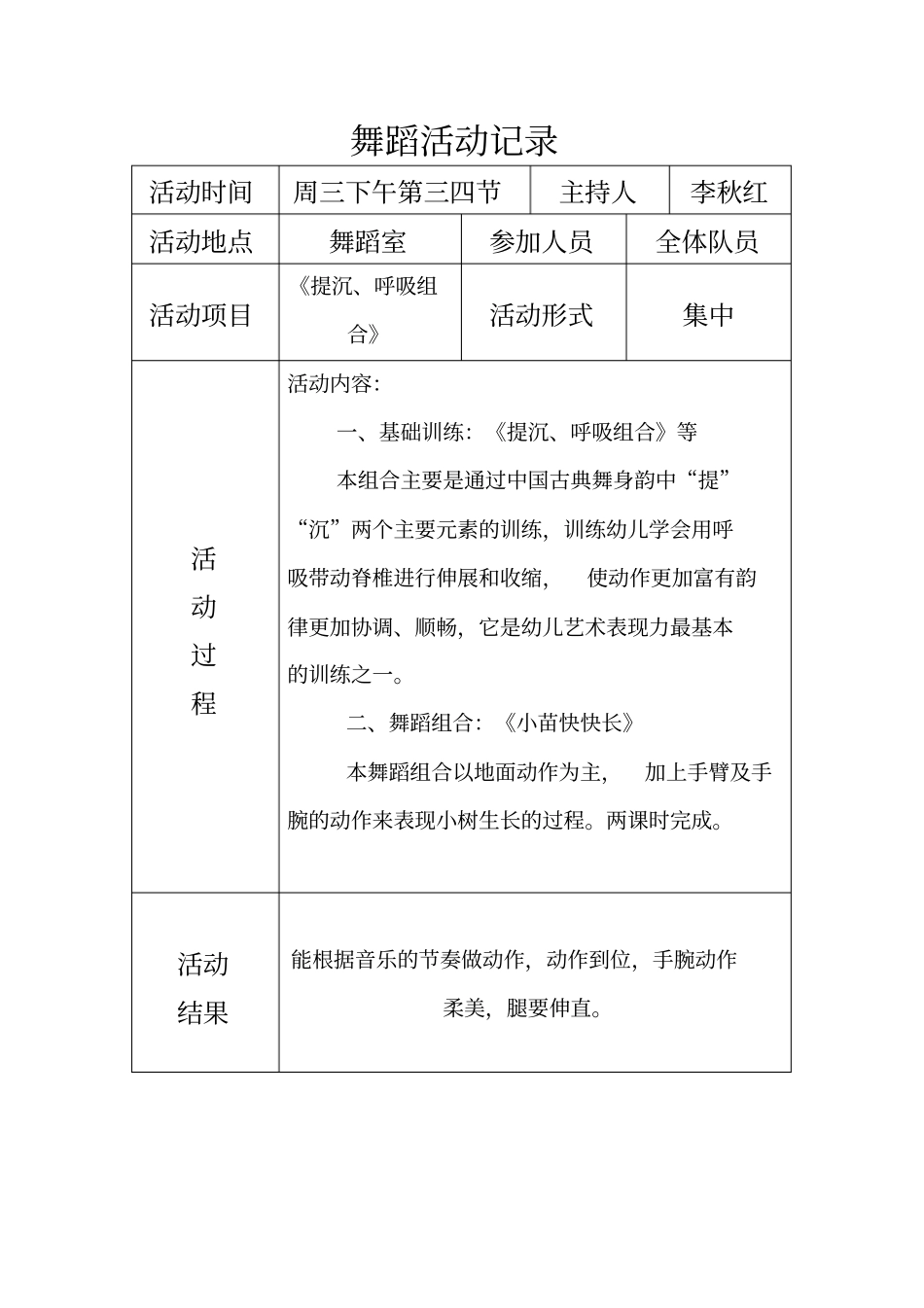 舞蹈兴趣小组活动记录_第3页