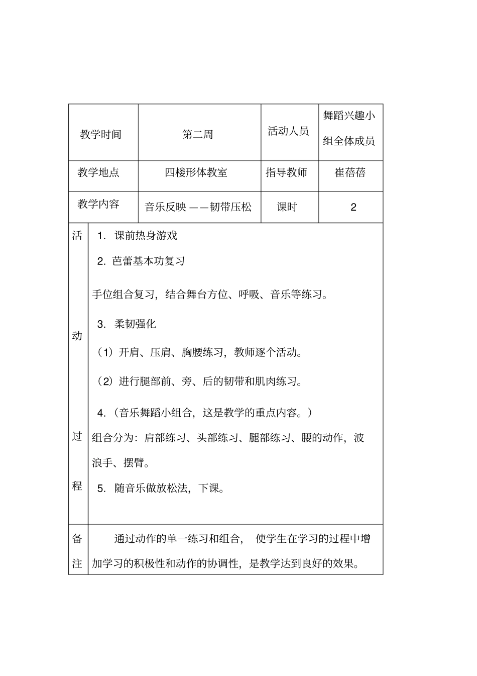 舞蹈兴趣小组活动记录表下_第2页