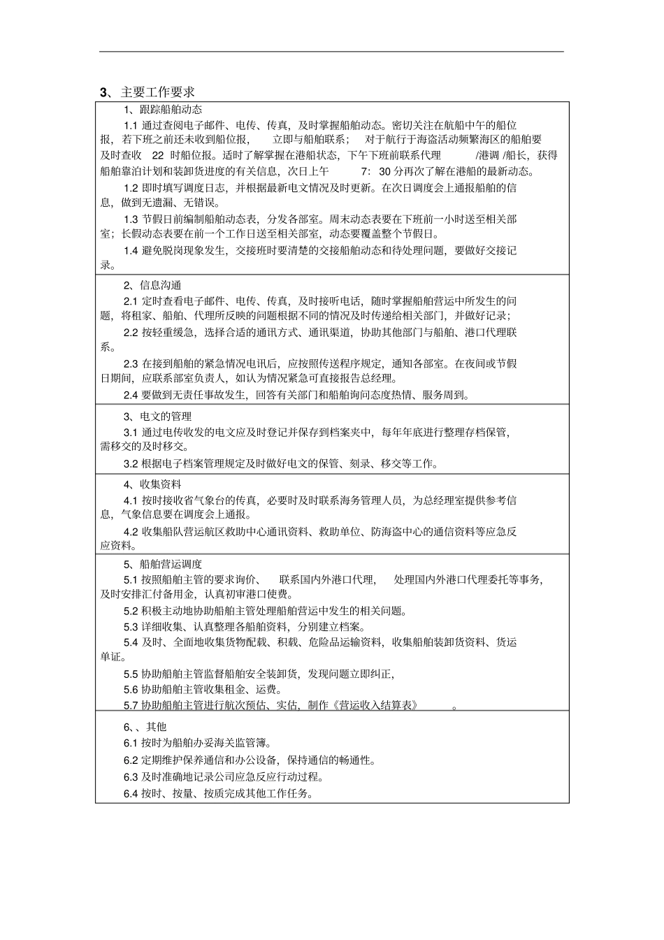 航运部调度员岗位任务说明书_第2页