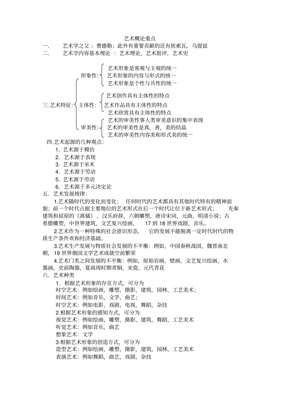 艺术概论重点复习笔记_第1页