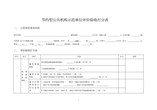 节约型公共机构示范单位评价验收打分表