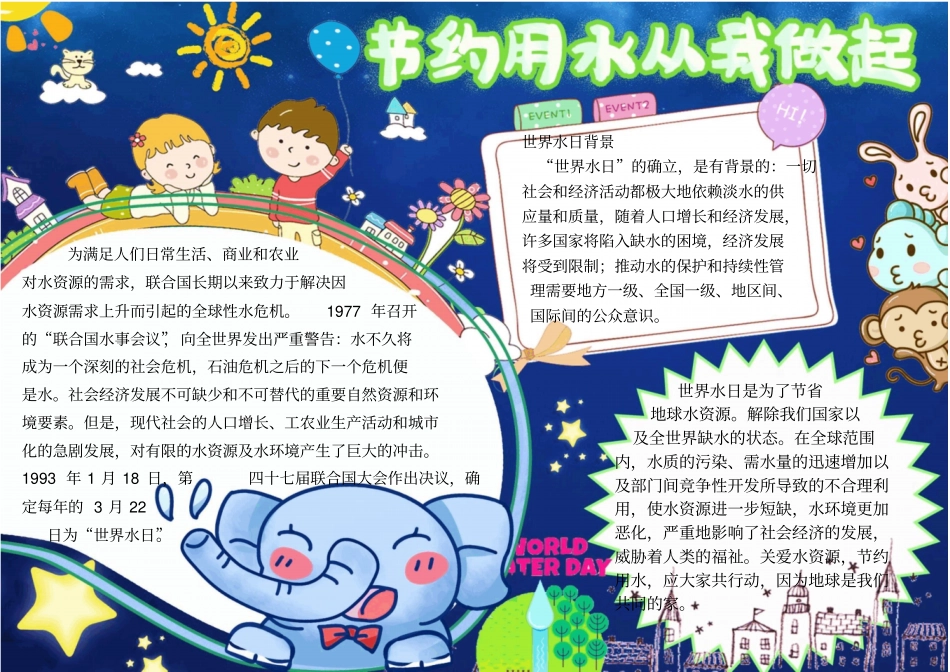 节约用水从我做起校园宣传手抄报小报模板_第1页