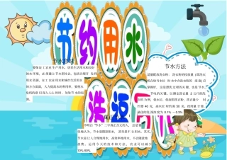 节约用水爱护水资源小报手抄报模版