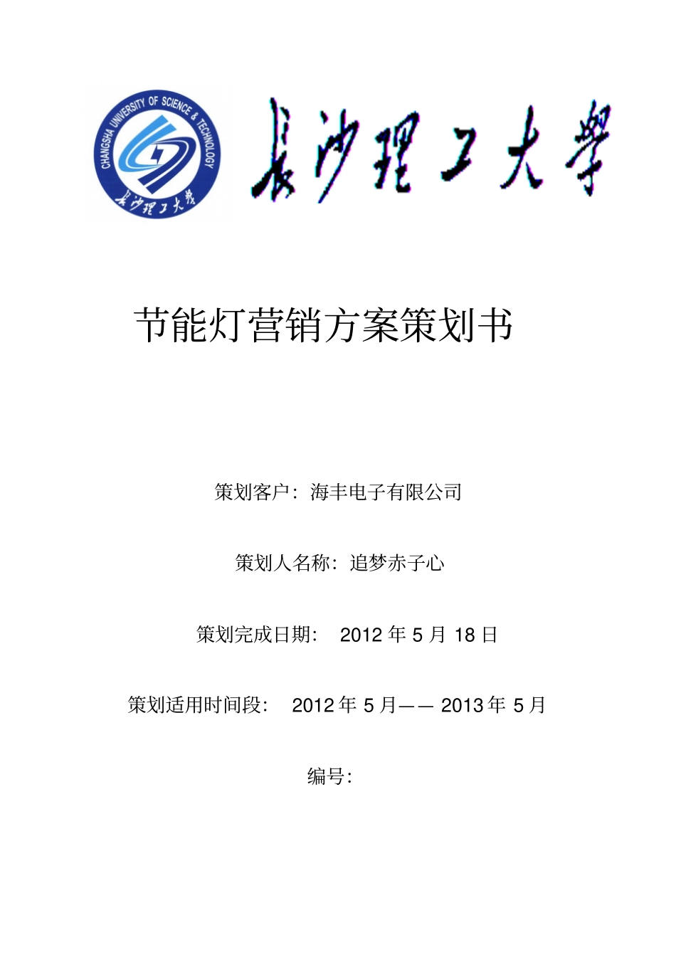 节能灯营销方案策划书_第1页