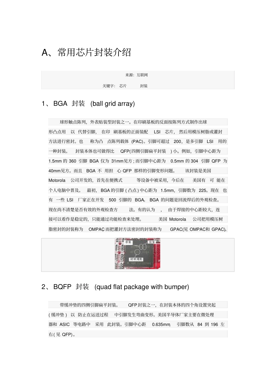 芯片常用封装及尺寸说明_第1页