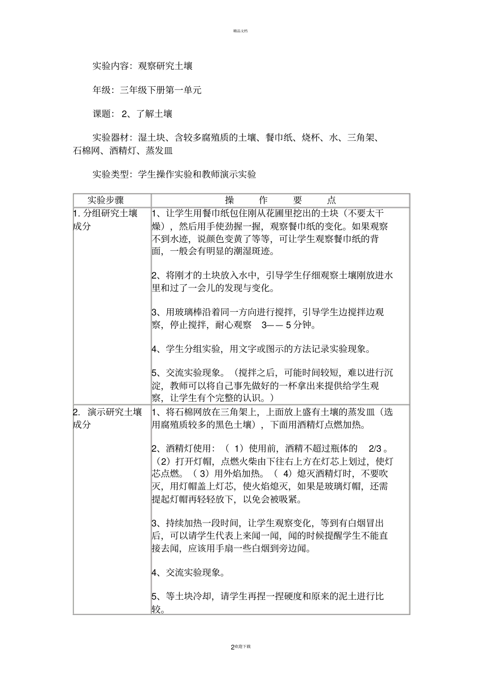 苏教版三----六年级科学下册试验报告单汇总_第2页