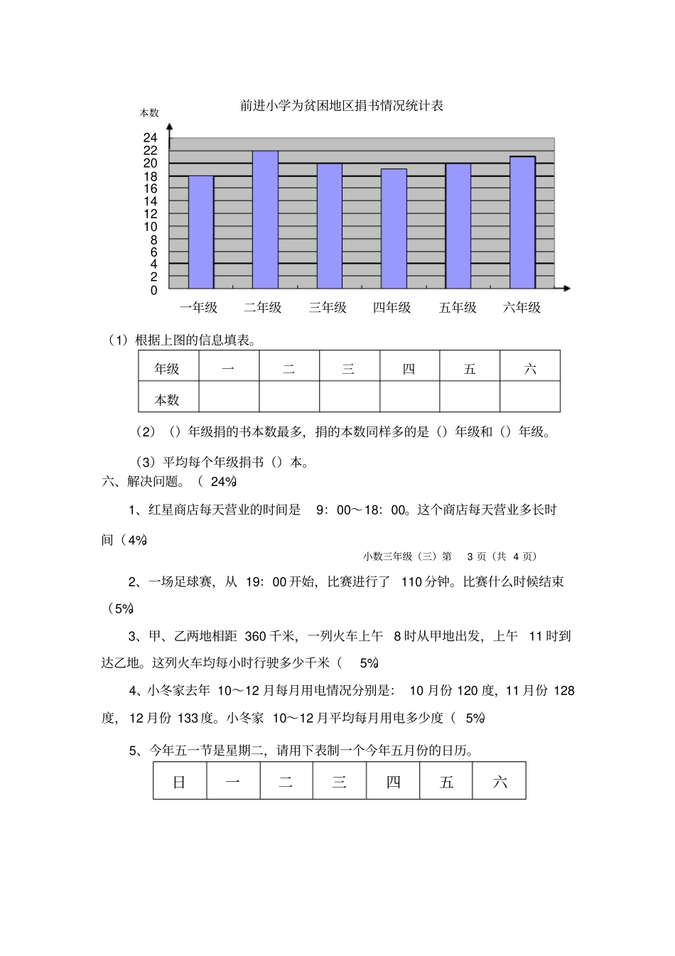 苏教版三年级数学下册测试题3_第3页