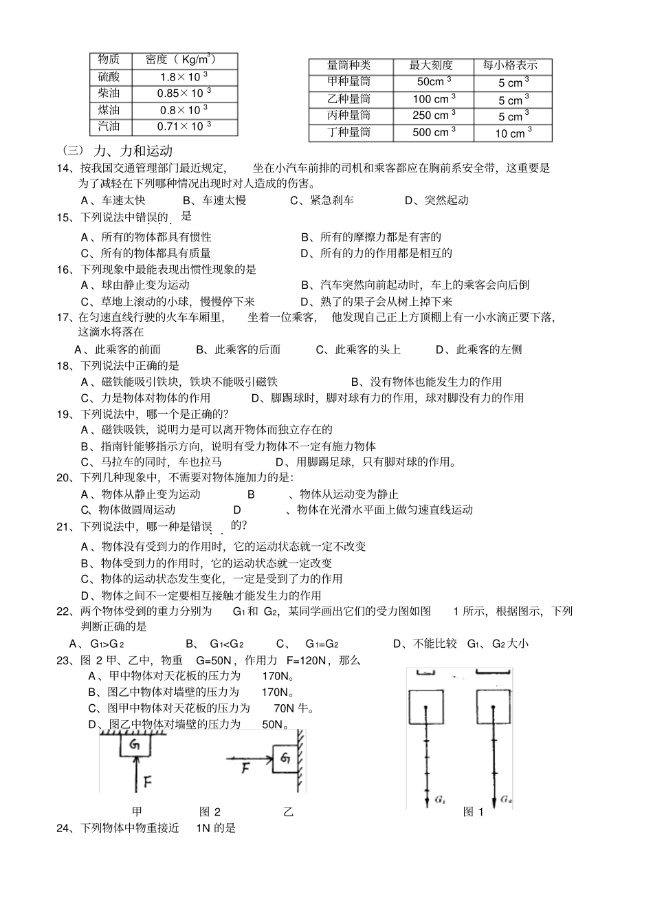 苏教版中考物理选择题专练_第2页