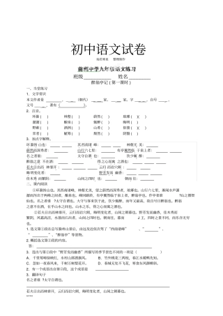 苏教版九下语文醉翁亭记练习