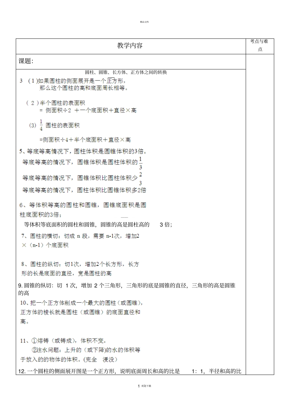 苏教版六年级下册圆柱圆锥经典题目练习最新_第1页