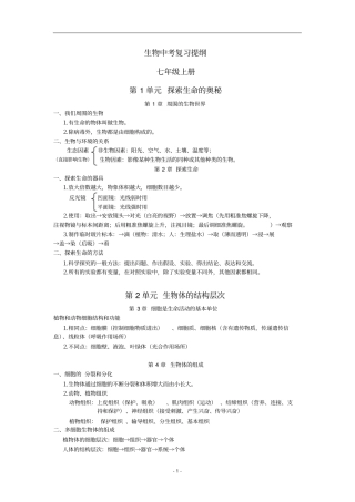 苏教版初中生物中考复习提纲1