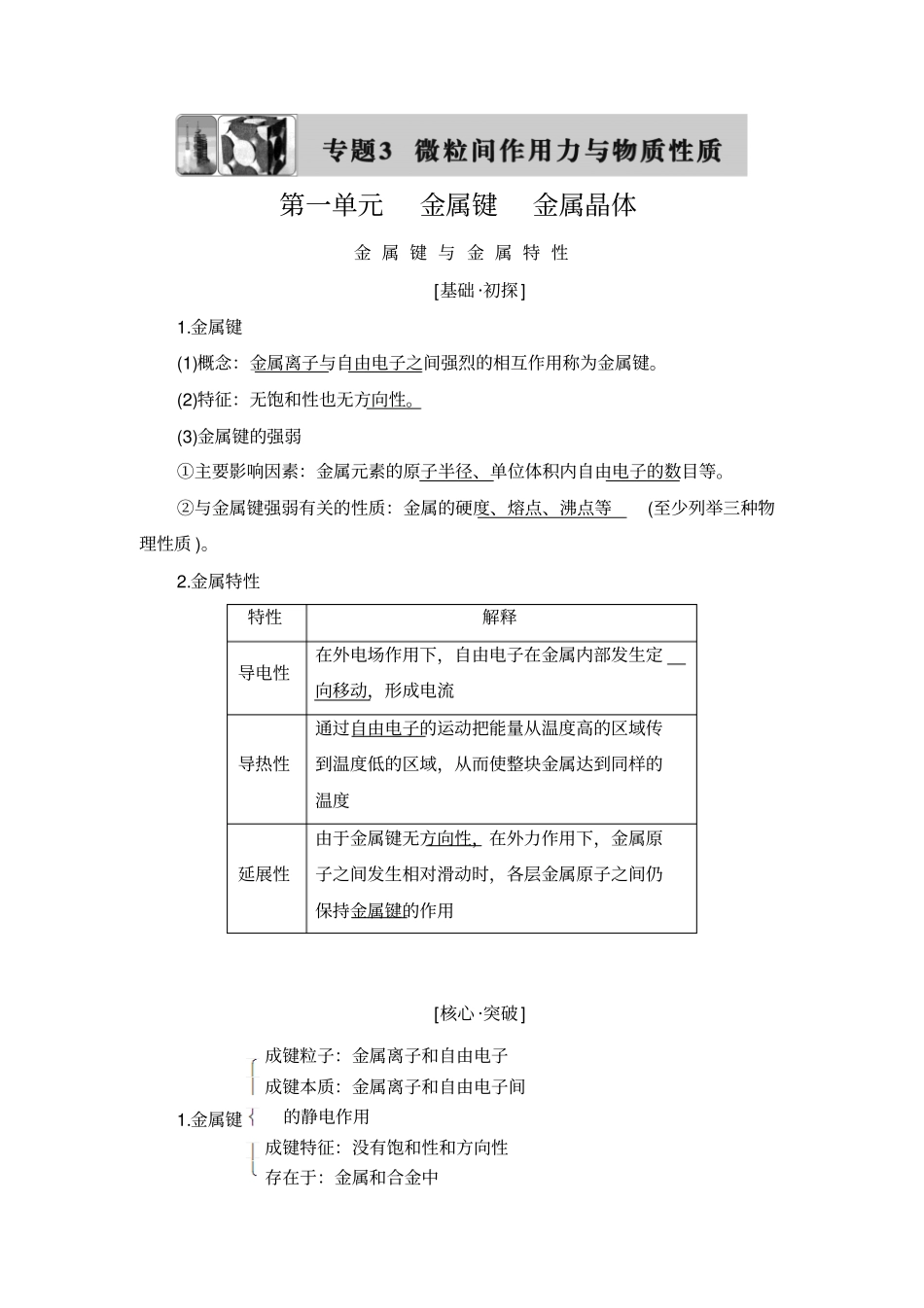 苏教版化学选修3物质结构与性质专题3知识点_第1页
