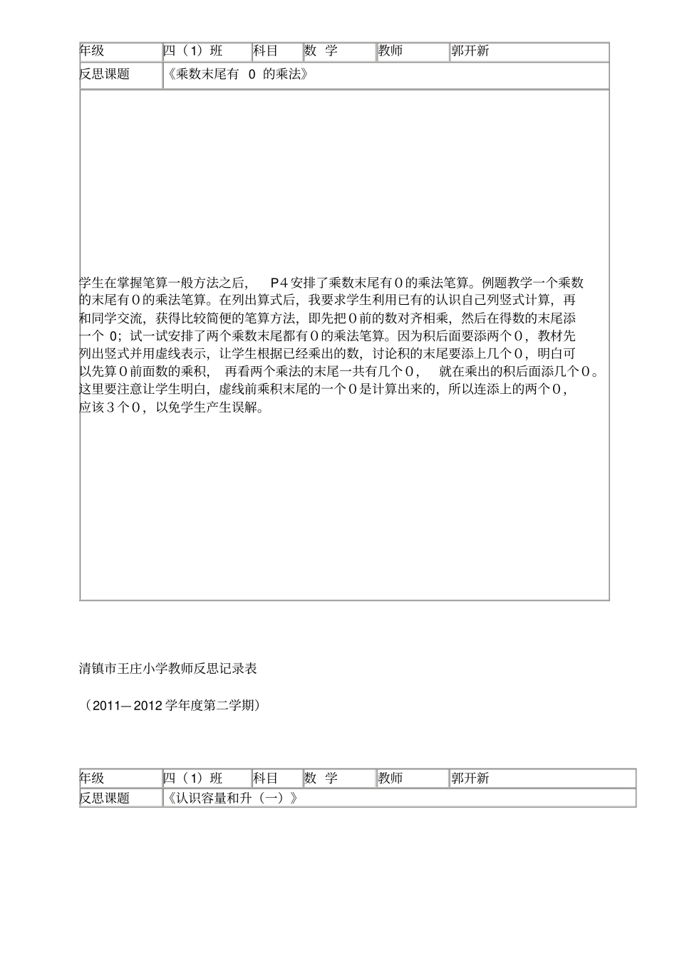 苏教版四年级下册数学教学反思_第2页