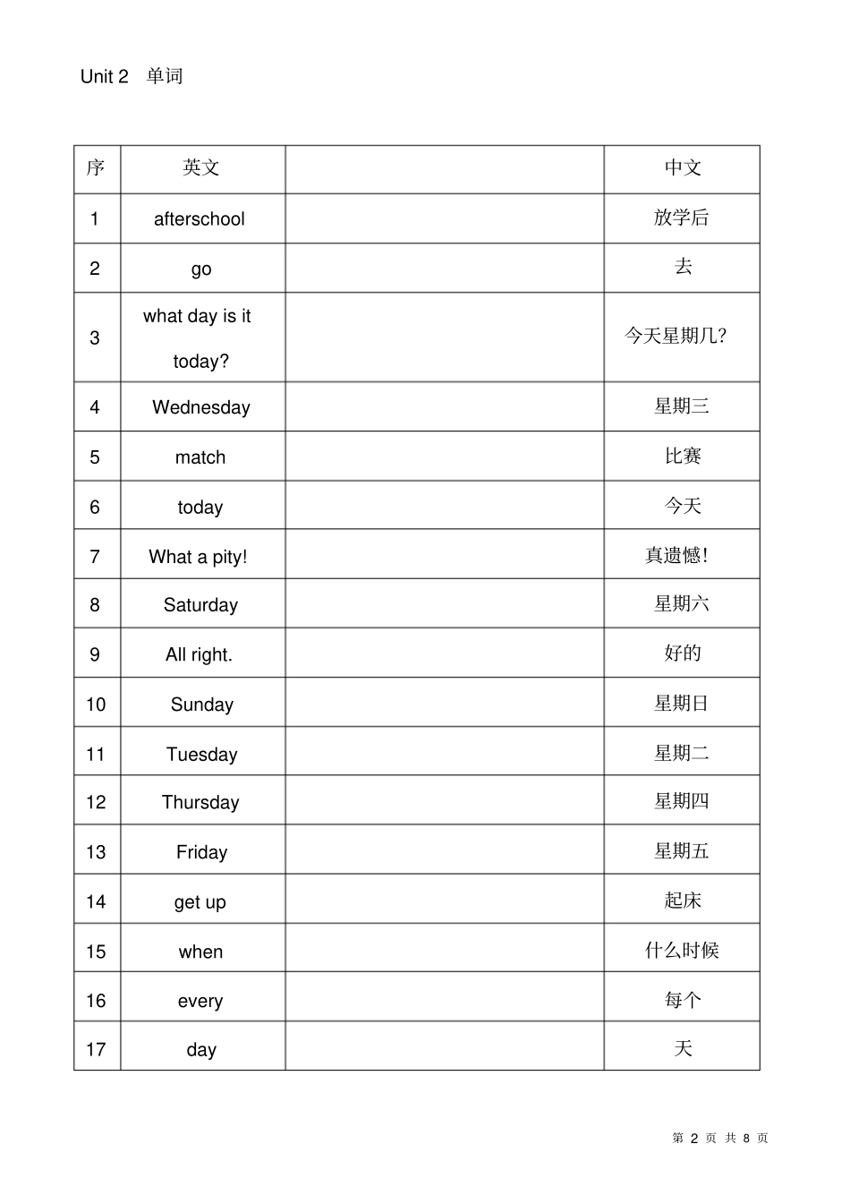 苏教版四年级下册英语单词表_第2页