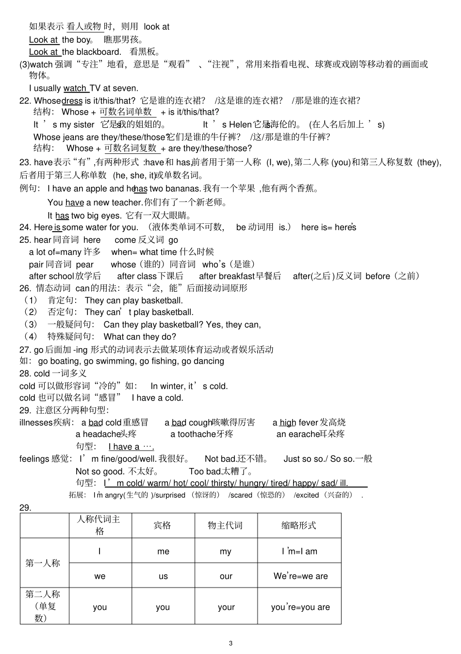 苏教版四年级小学英语下册4BUnit8易错知识点总复习_第3页