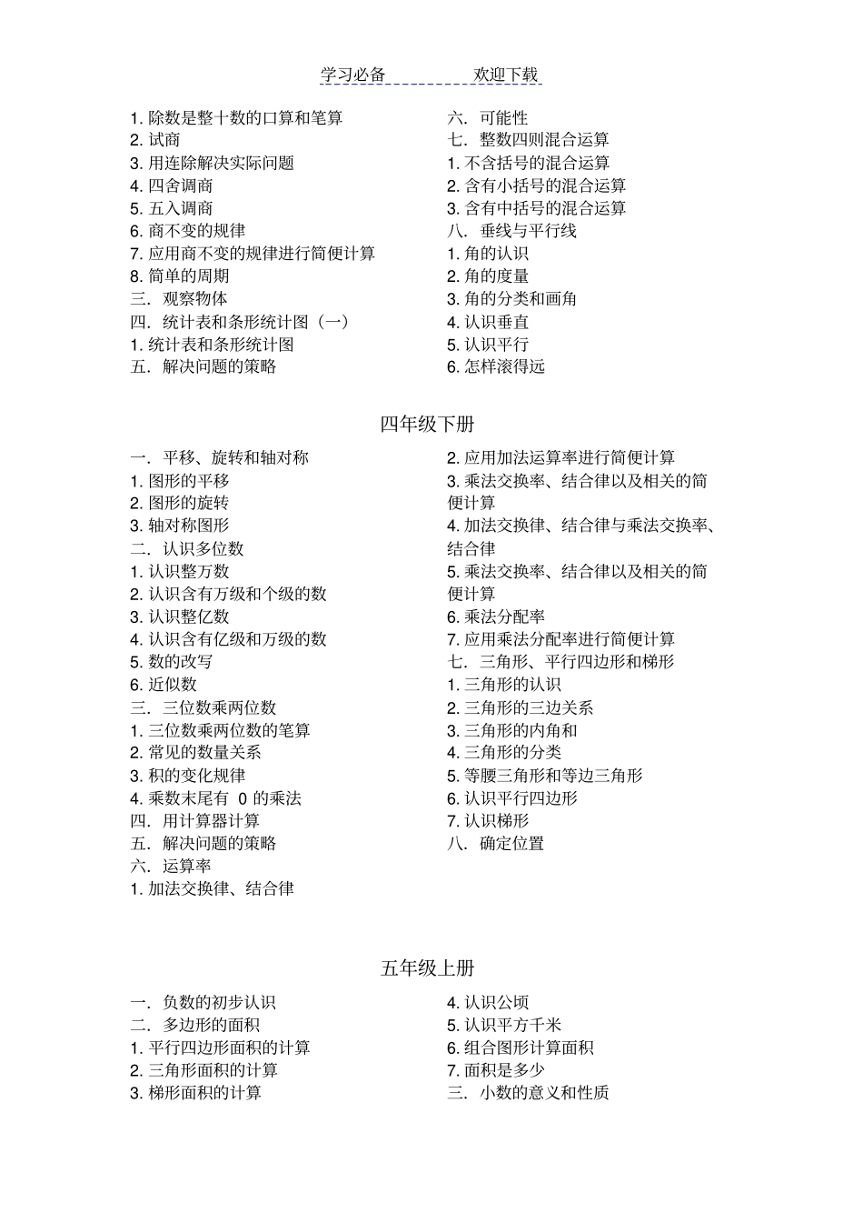 苏教版小学三至六年级数学知识点提纲_第2页