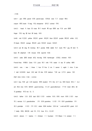 苏教版小学英语单词汇总