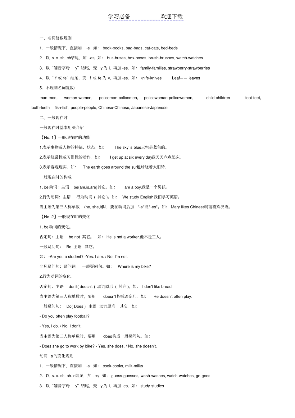 苏教版小学英语语法大全_第1页