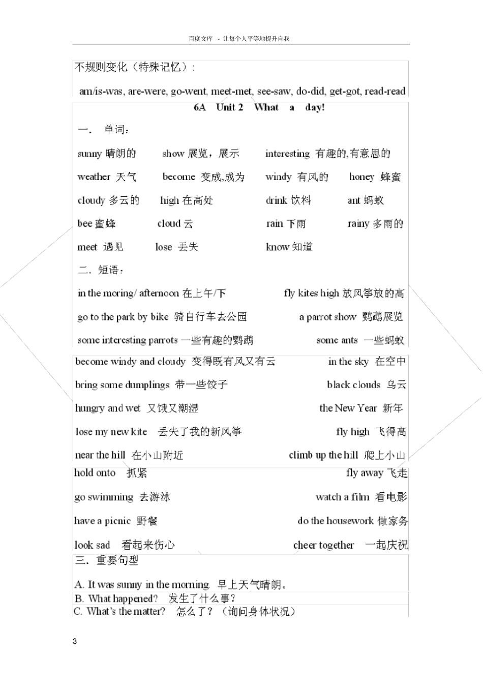 苏教版最新译林版六年级上册6A英语知识点总结_第3页