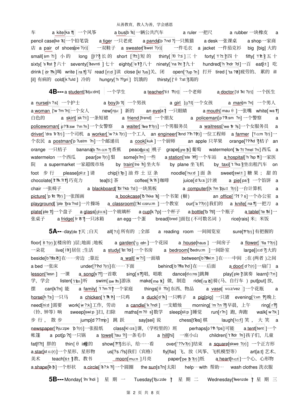 苏教版牛津小学英语词汇汇总含分类汇总_第2页