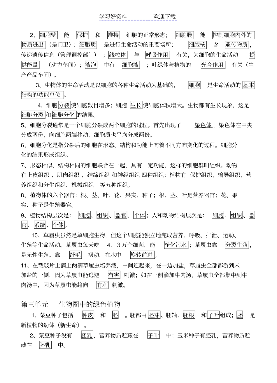 苏教版生物七年级上册复习要点_第2页