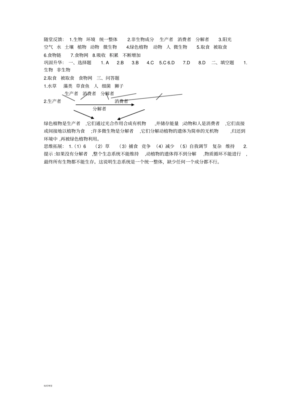 苏教版生物八年级上册生态系统的组成_第3页