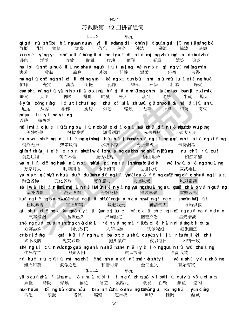 苏教版第12册拼音组词_第1页