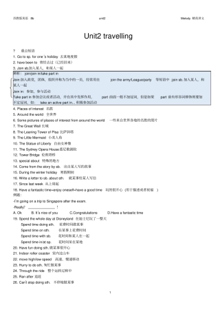 苏教版英语8bunit2知识点梳理