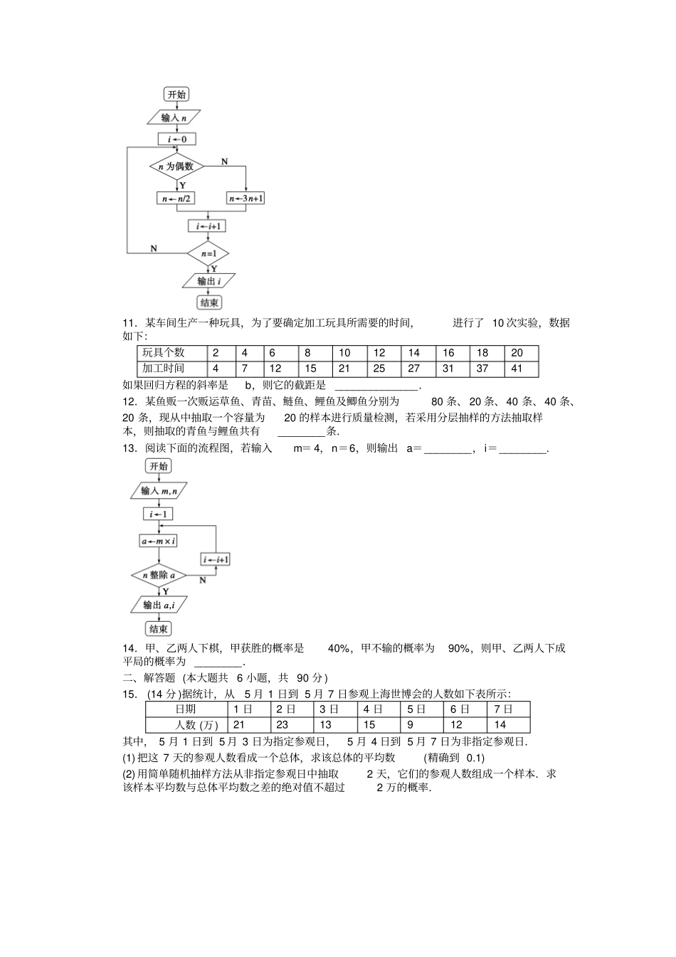 苏教版高中数学必修三模块综合检测B_第3页