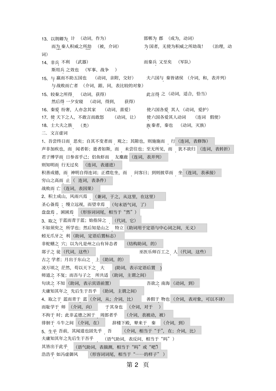苏教版高中语文必修一二文言文整理及答案-最新教学文档_第2页