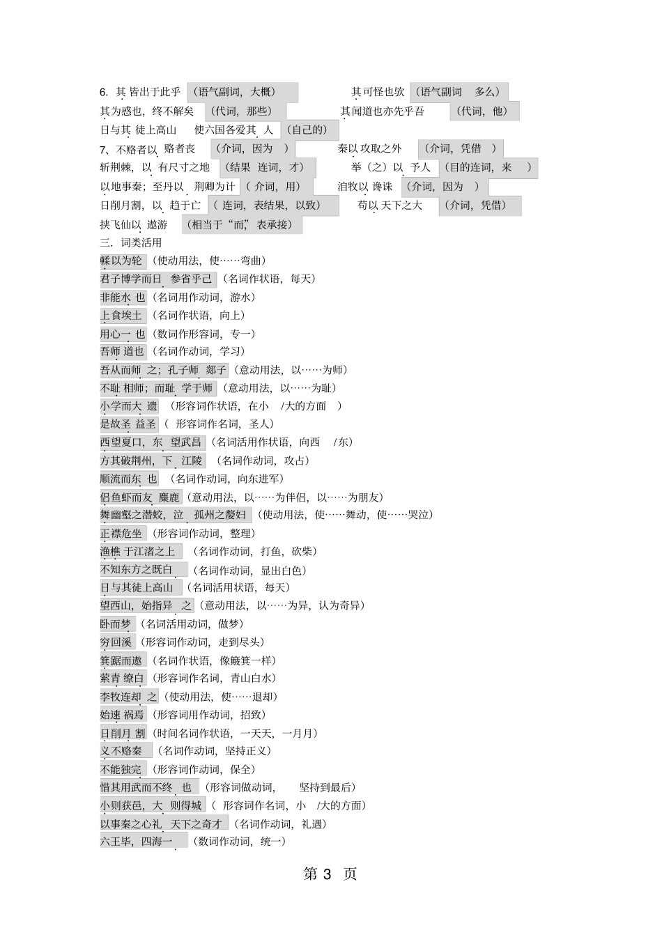 苏教版高中语文必修一二文言文整理及答案-最新教学文档_第3页