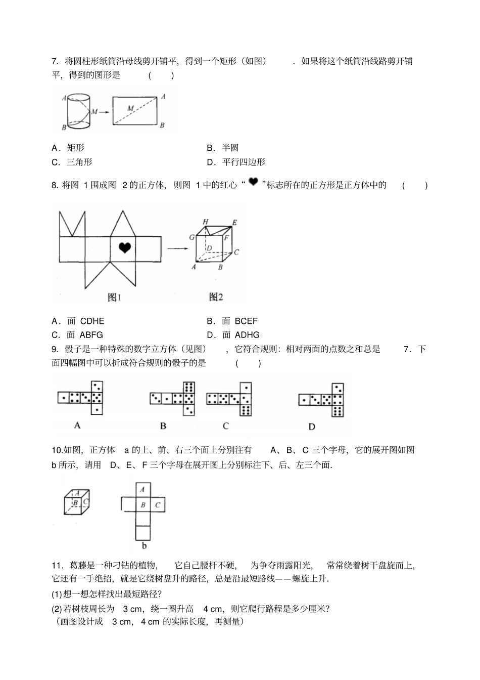苏科版七年级上册数学3展开与折叠_第2页