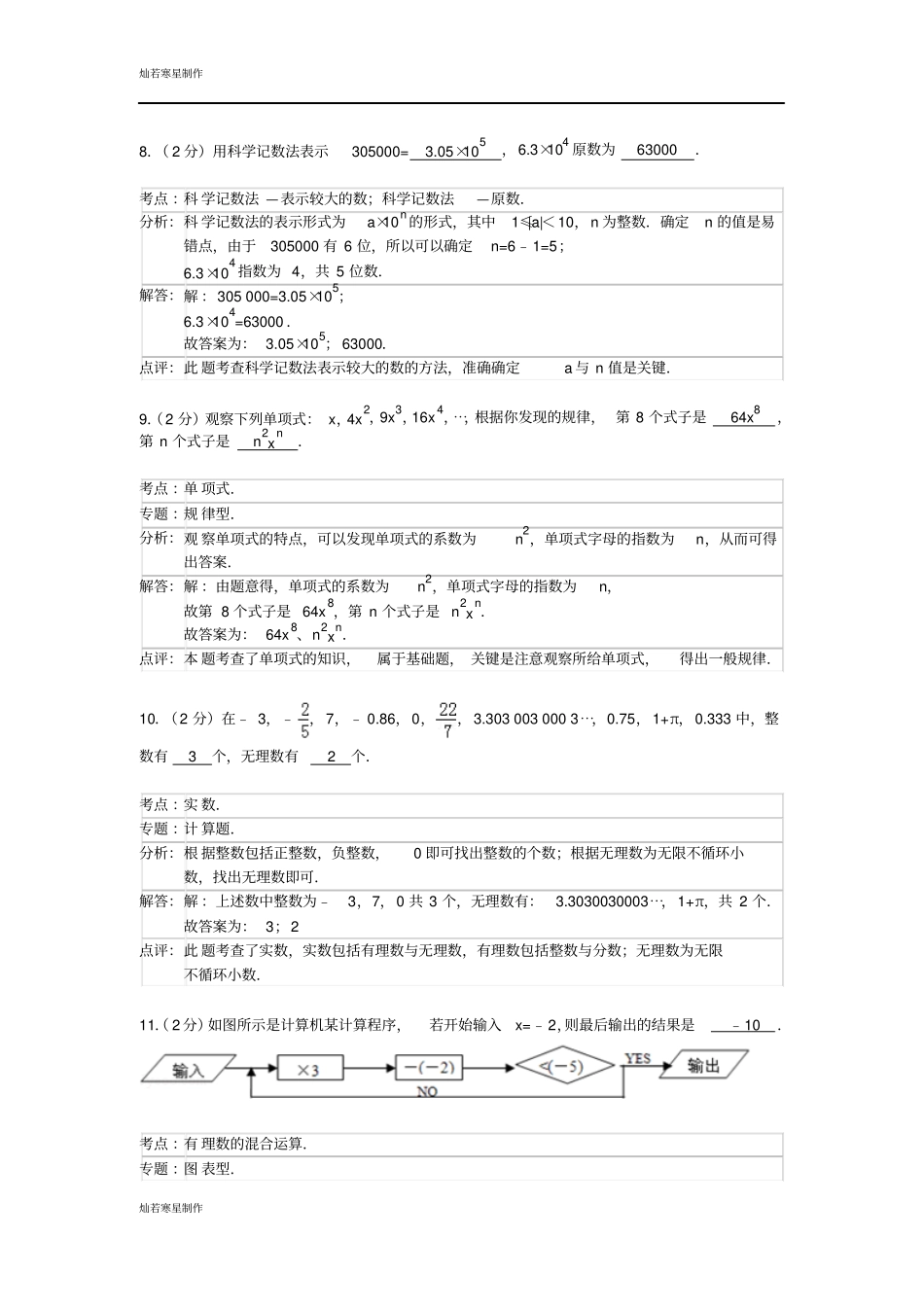 苏科版七年级上册数学江苏丹阳-期中试卷_第3页