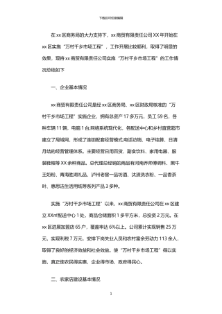 2024年万村千乡市场工程工作情况汇报