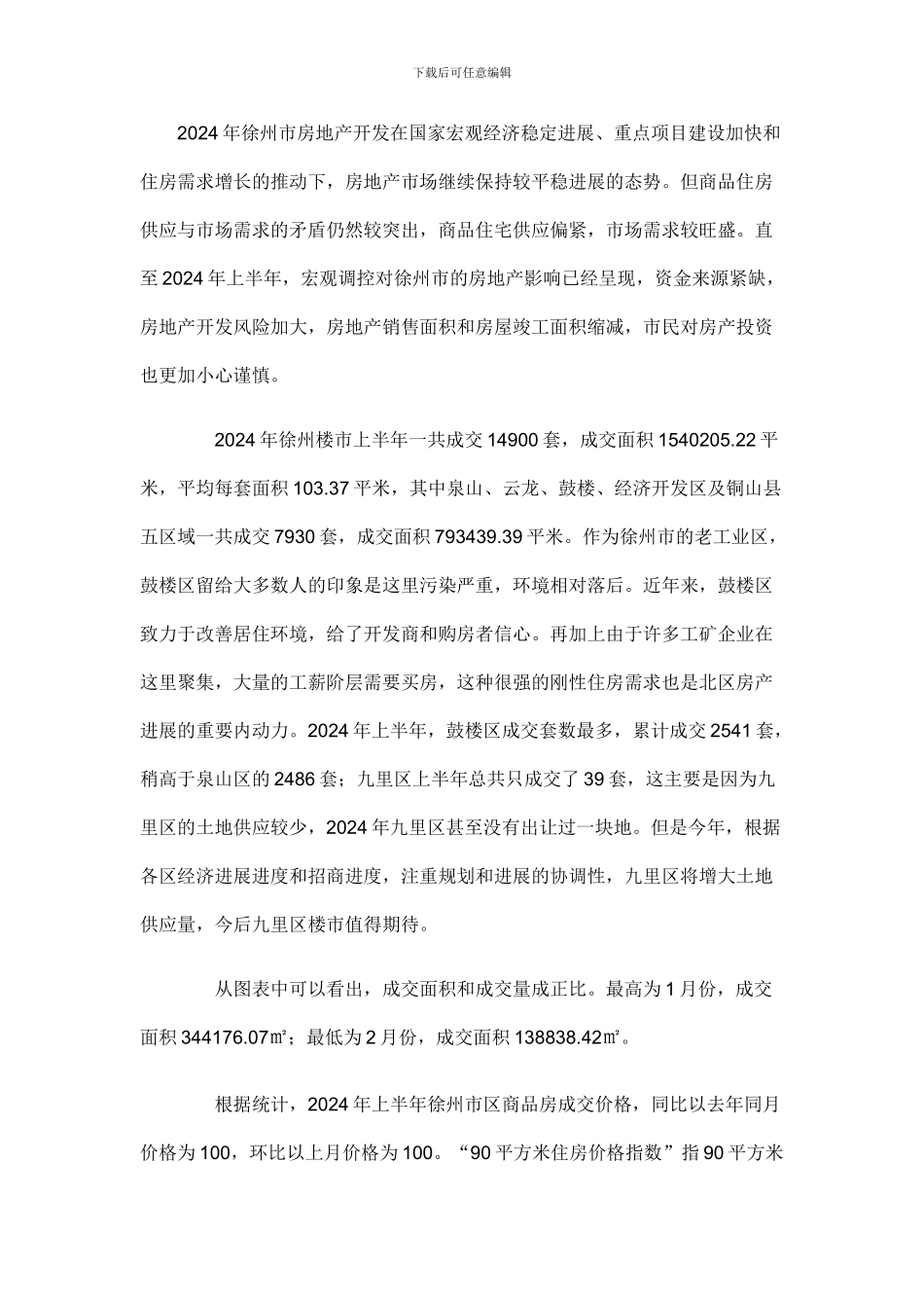 2024年上半年徐州房地产销售情况分析报告(_第2页