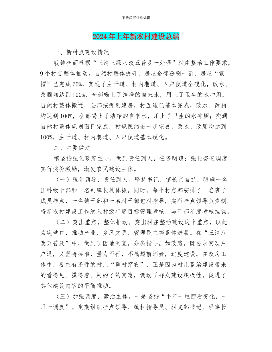 2024年上年新农村建设总结_第1页