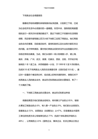 2024年下岗就业社会调查报告