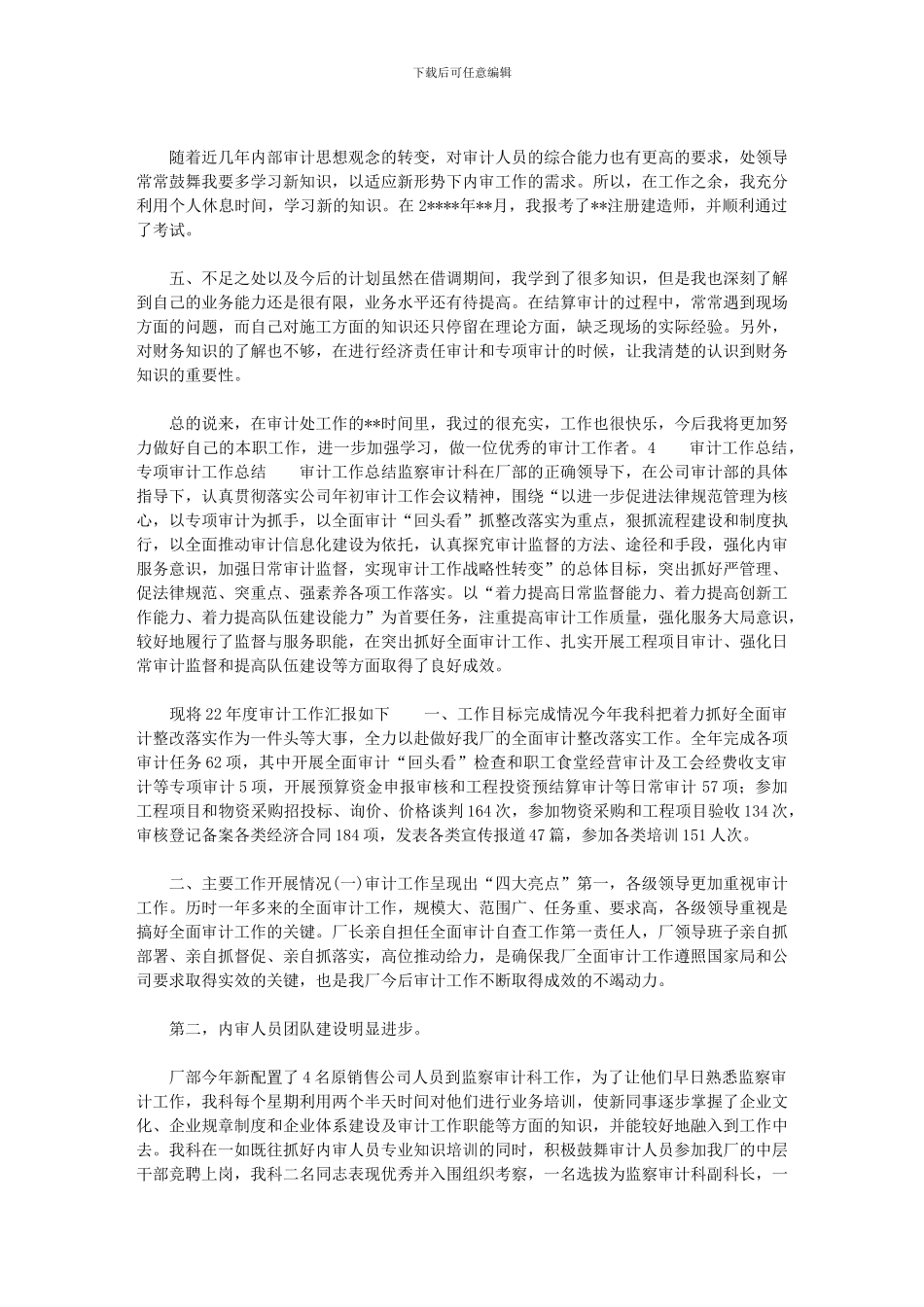 2024年专项审计工作总结最新_第2页