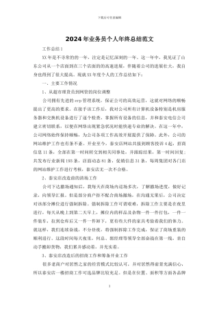 2024年业务员个人年终总结范文