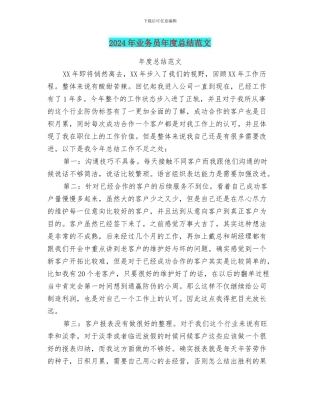 2024年业务员年度总结范文