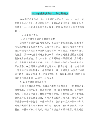2024年业务员年终工作总结范文