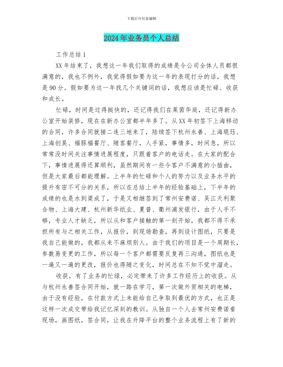 2024年业务员个人总结_第1页