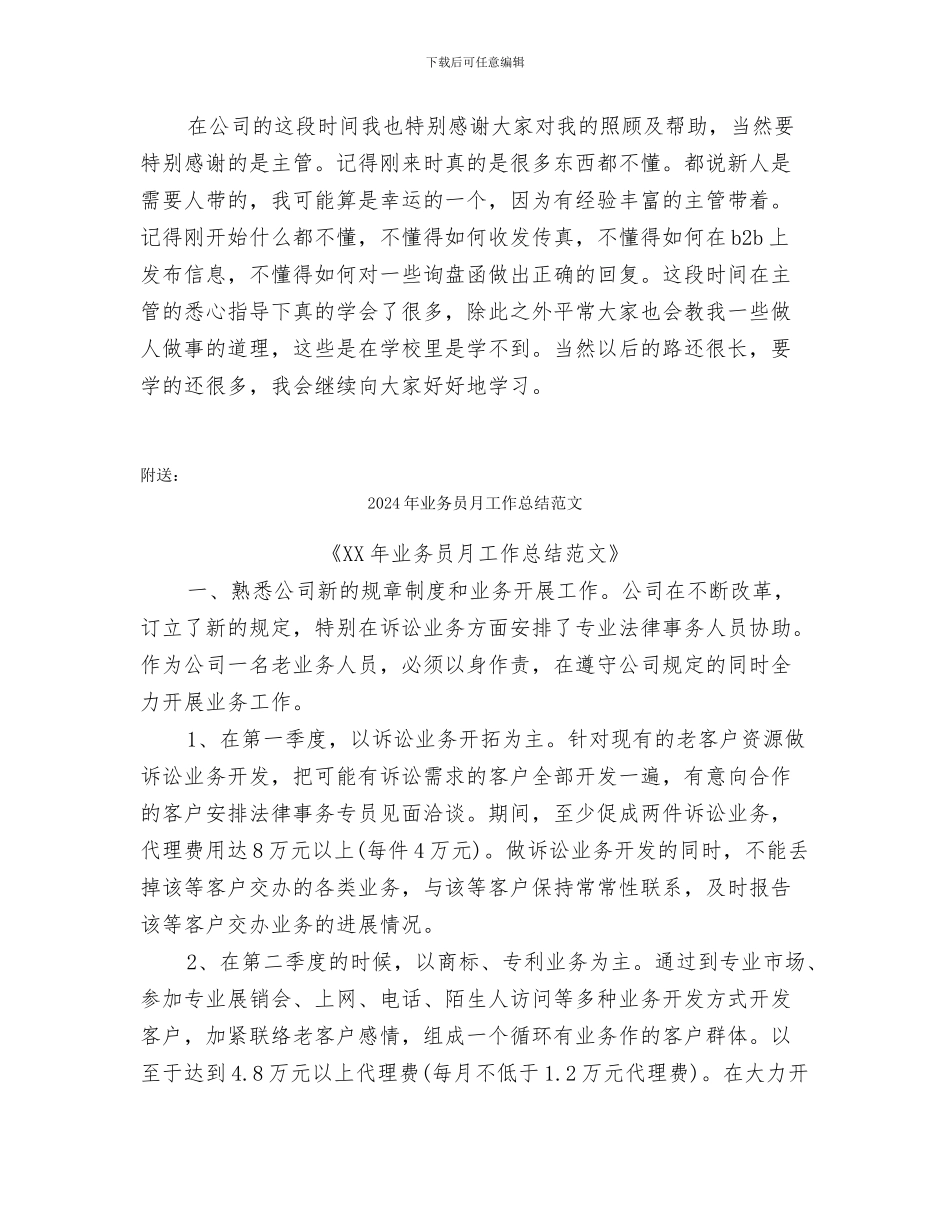 2024年业务员月工作总结_第3页